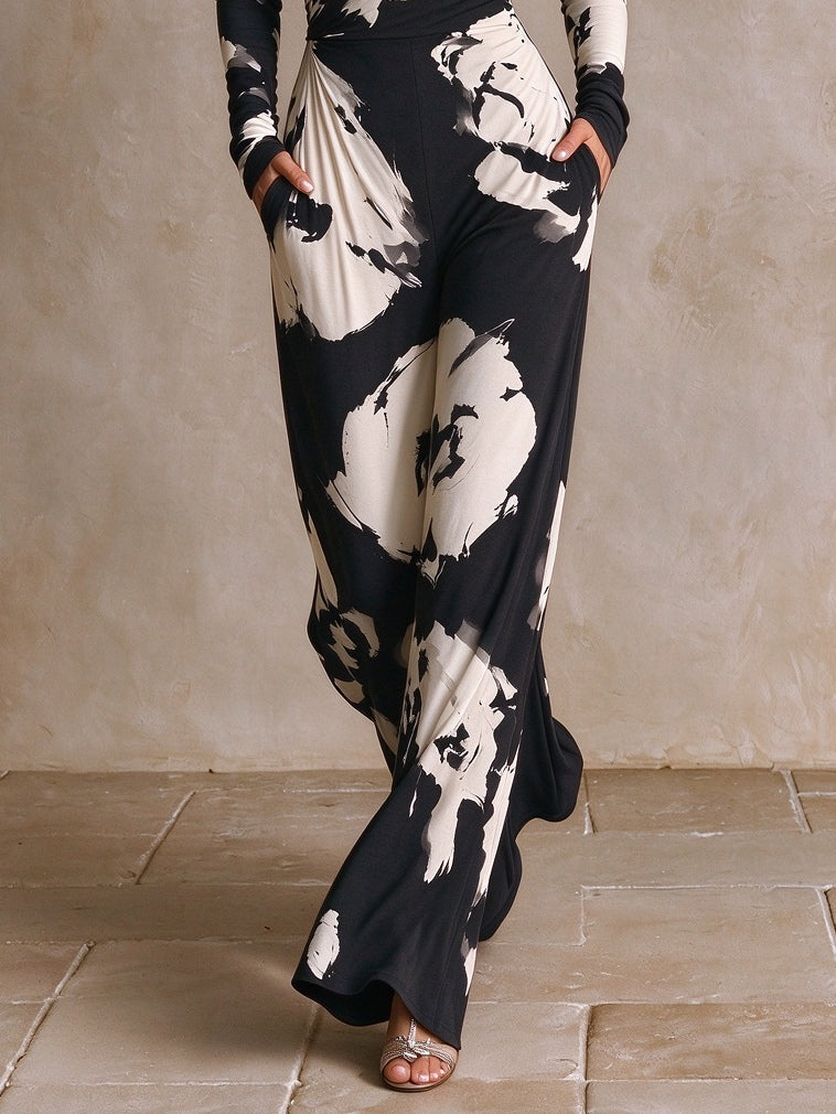 ZARIA | ABSTRACT-PRINT ONE-SHOULDER JUMPSUIT