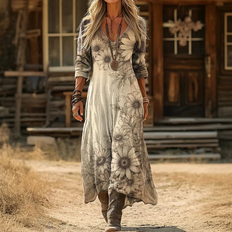 Botanical Print Maxi Dress