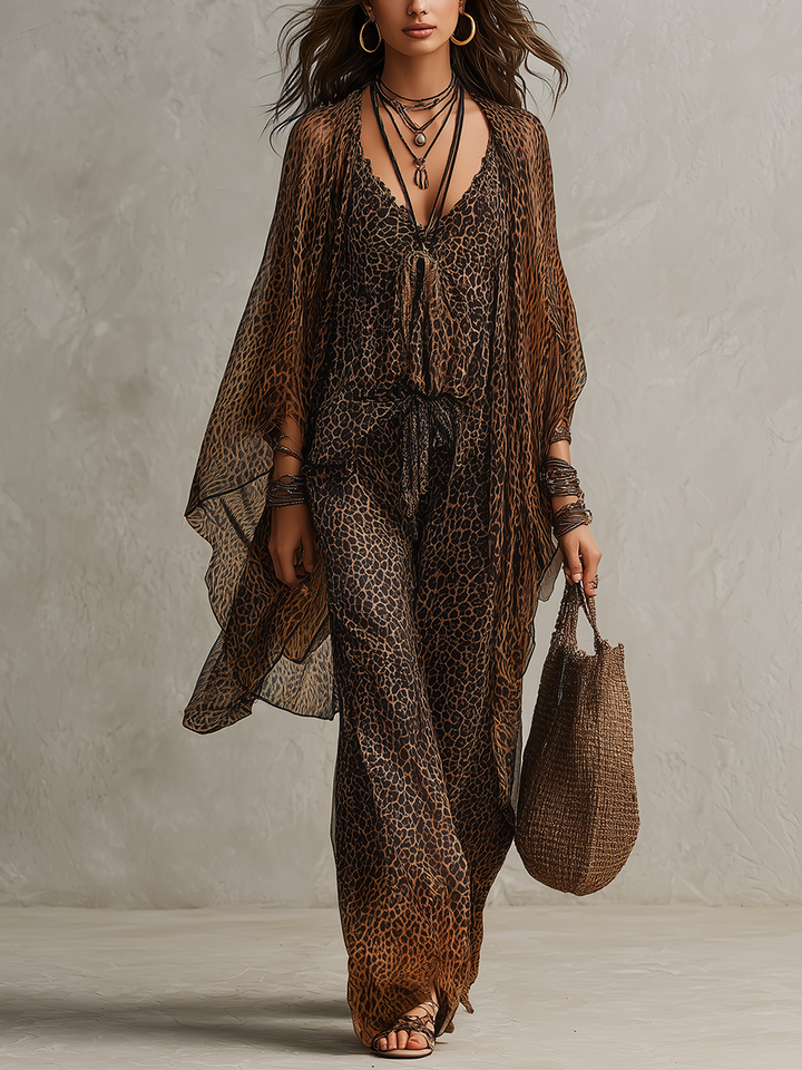 CASSIA | GRADIENT LEOPARD CHIFFON THREE-PIECE SET