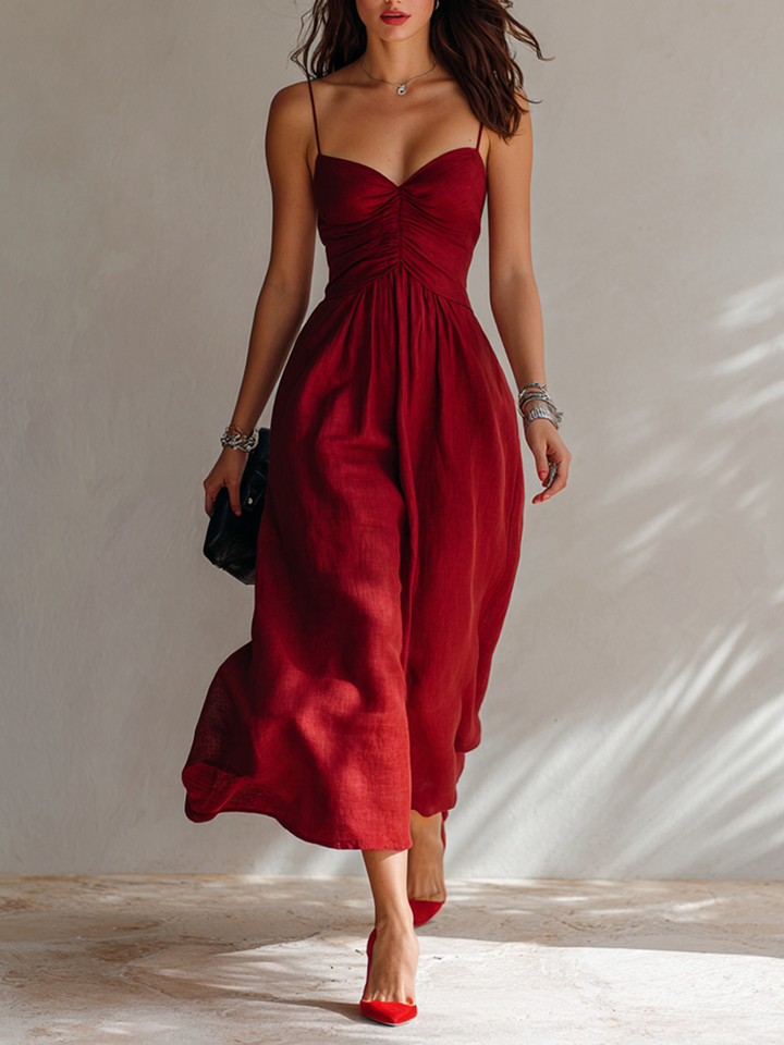 ROSA | RUCHED A-LINE MIDI DRESS