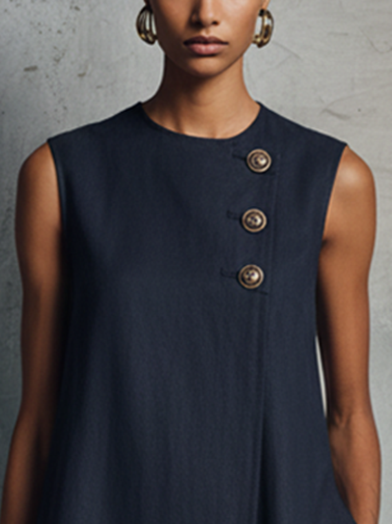 AUBREY | ASYMMETRIC BUTTON MINI DRESS