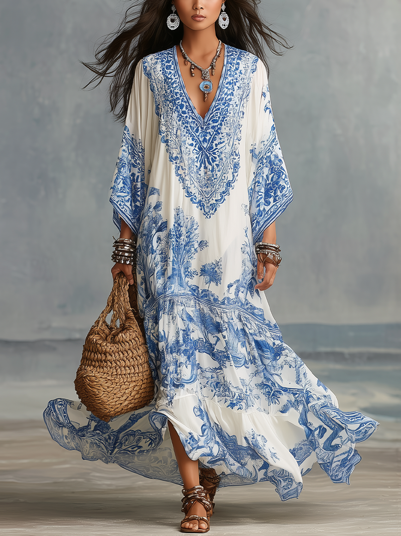 IRIS | PORCELAIN PRINT MIDI DRESS