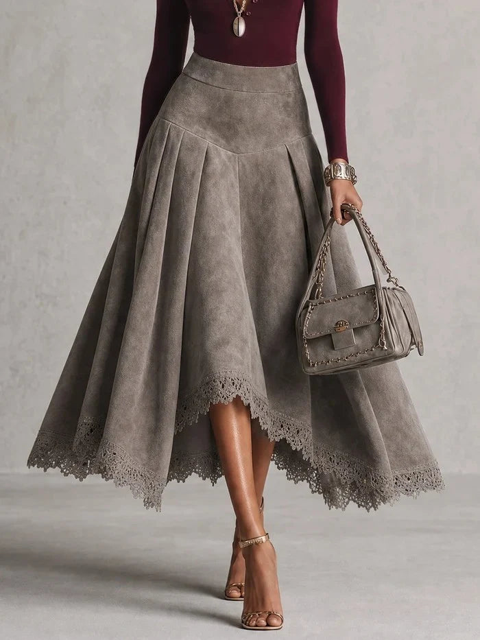 ISADORA | KNIT TOP &amp; FAUX-SUEDE MIDI SKIRT SET
