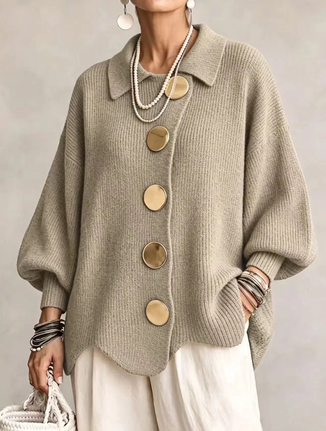 ISABELLE | OVERSIZED COLLARED BUTTON CARDIGAN