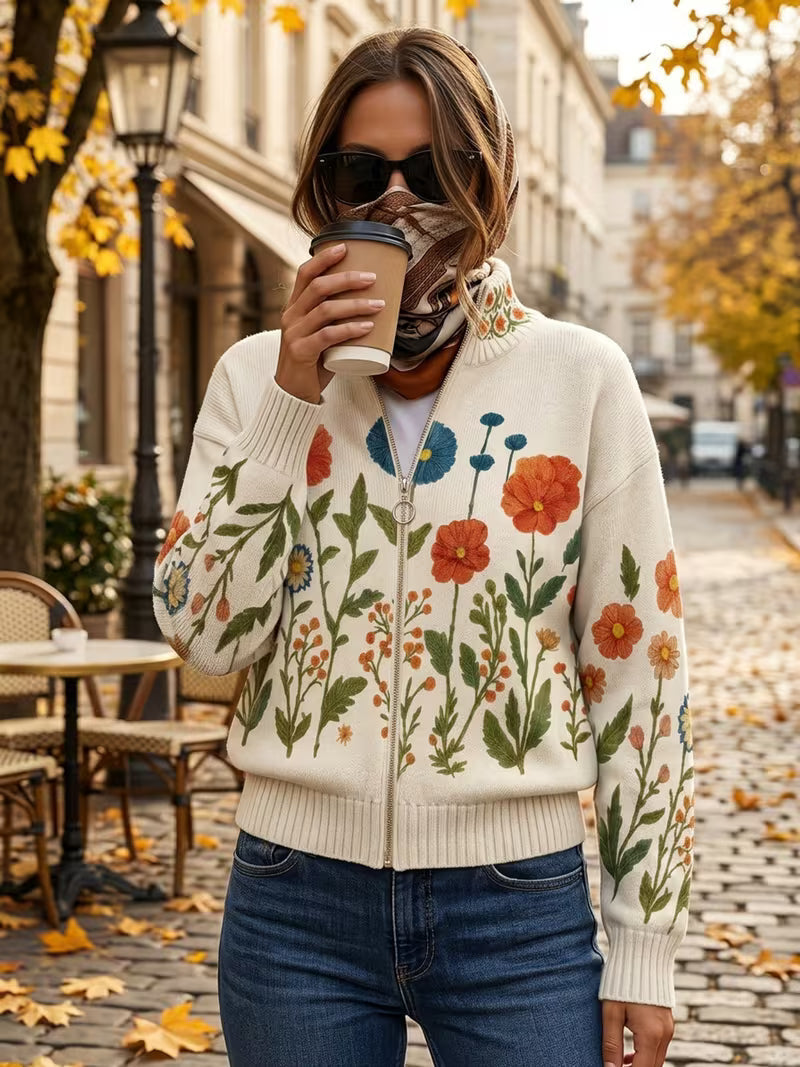 WRENNA | WILDFLOWER MEADOW ZIP CARDIGAN