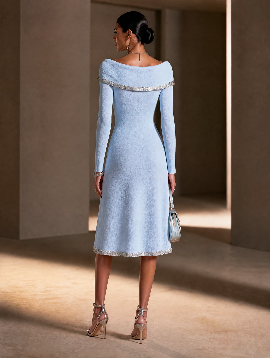 MAYA | OFF-SHOULDER KNIT MIDI DRESS