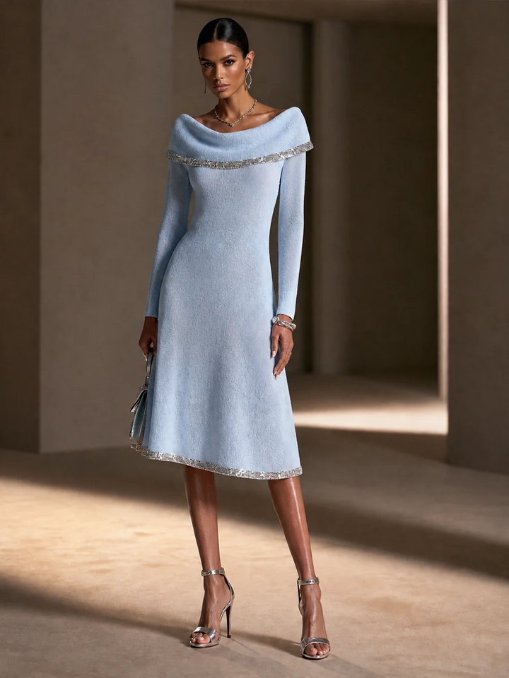 MAYA | OFF-SHOULDER KNIT MIDI DRESS