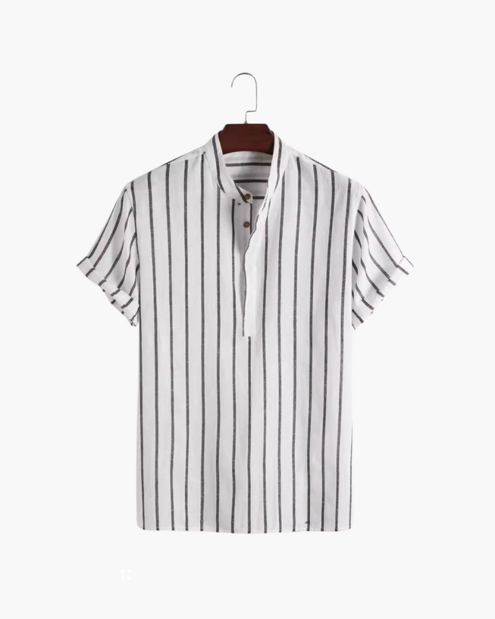 BARI | STRIPED MANDARIN COLLAR POLO