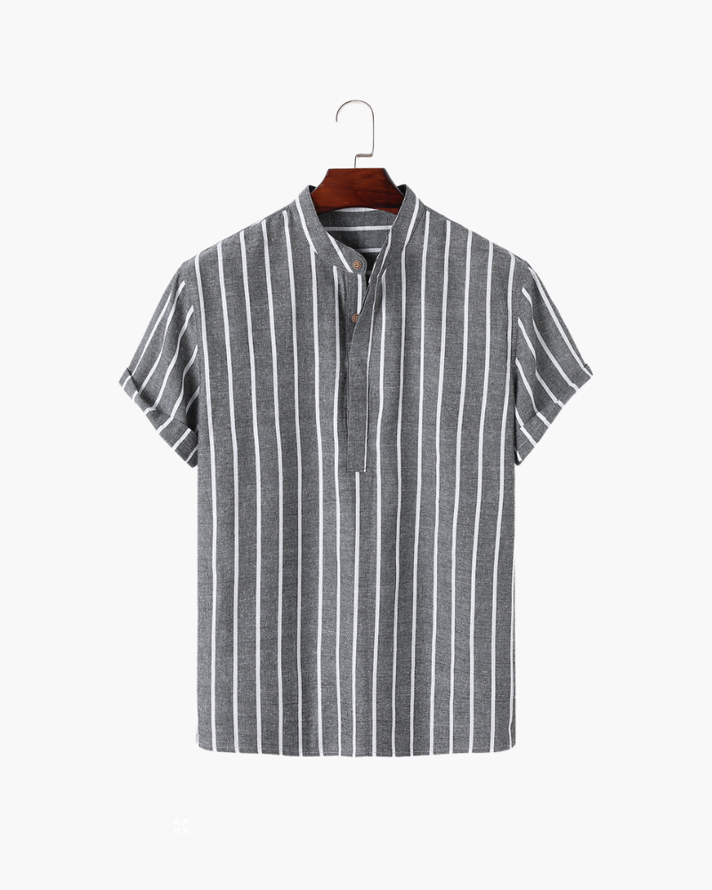 BARI | STRIPED MANDARIN COLLAR POLO