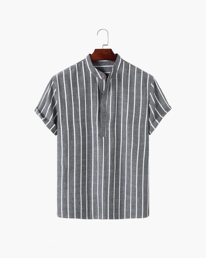 BARI | STRIPED MANDARIN COLLAR POLO