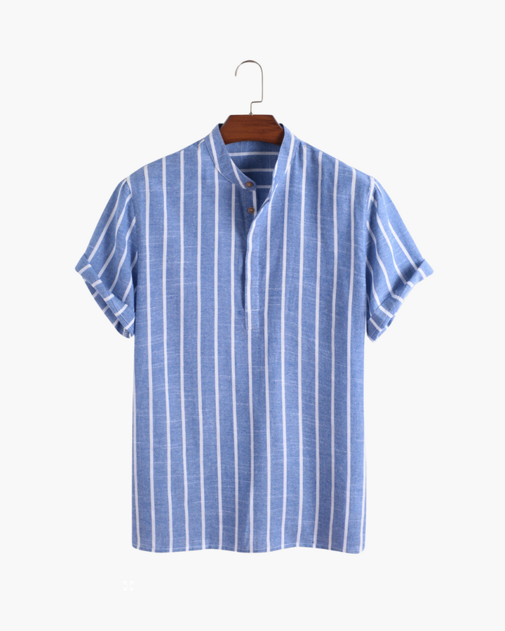BARI | STRIPED MANDARIN COLLAR POLO