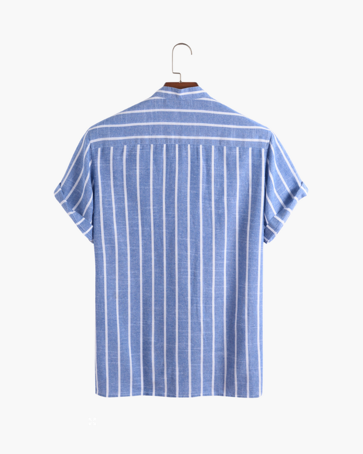 BARI | STRIPED MANDARIN COLLAR POLO