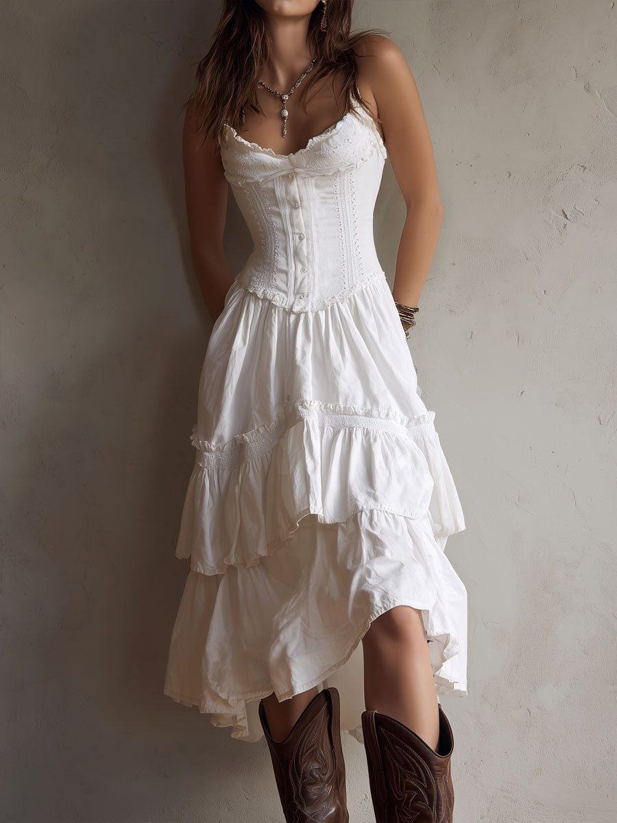 ELARA | BOHO CORSET MIDI DRESS
