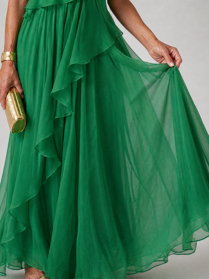 TRACEY | ONE-SHOULDER RUFFLE MAXI DRESS