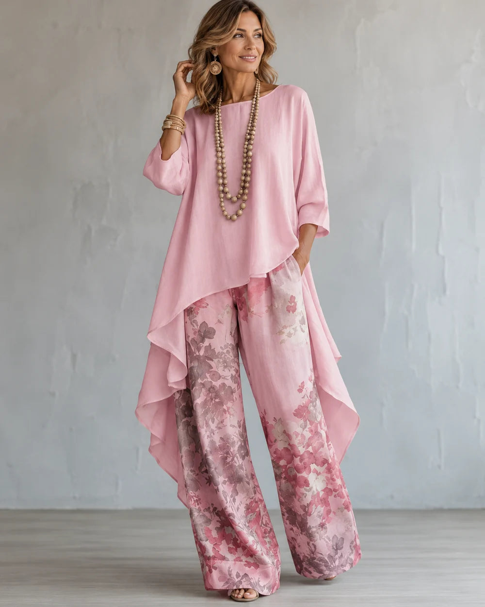KORA | ASYMMETRICAL TUNIC &amp; WIDE-LEG PANTS SET