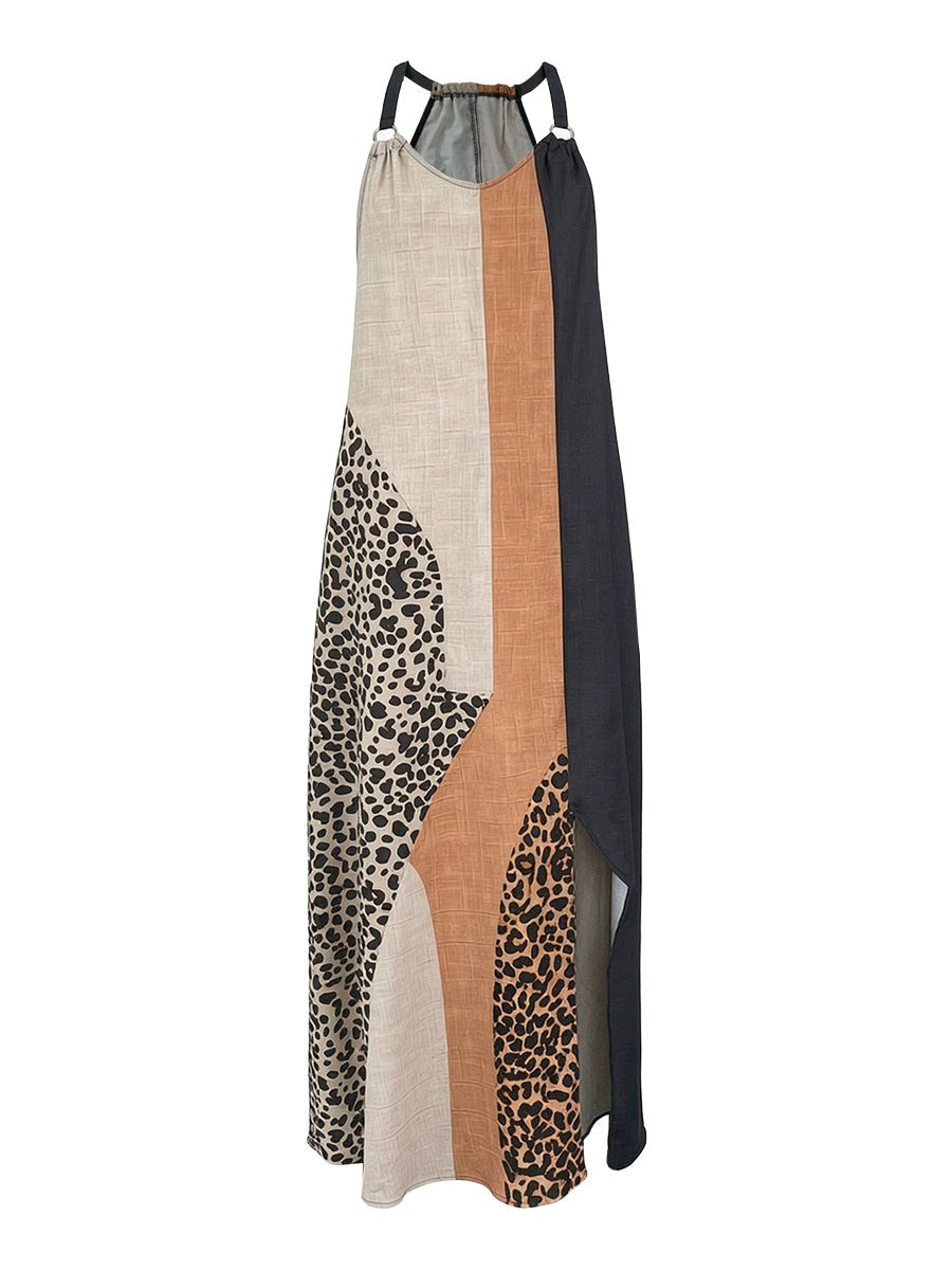 MYRNA | LEOPARD HALTER MAXI DRESS