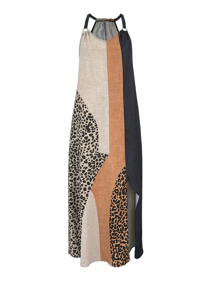 MYRNA | LEOPARD HALTER MAXI DRESS