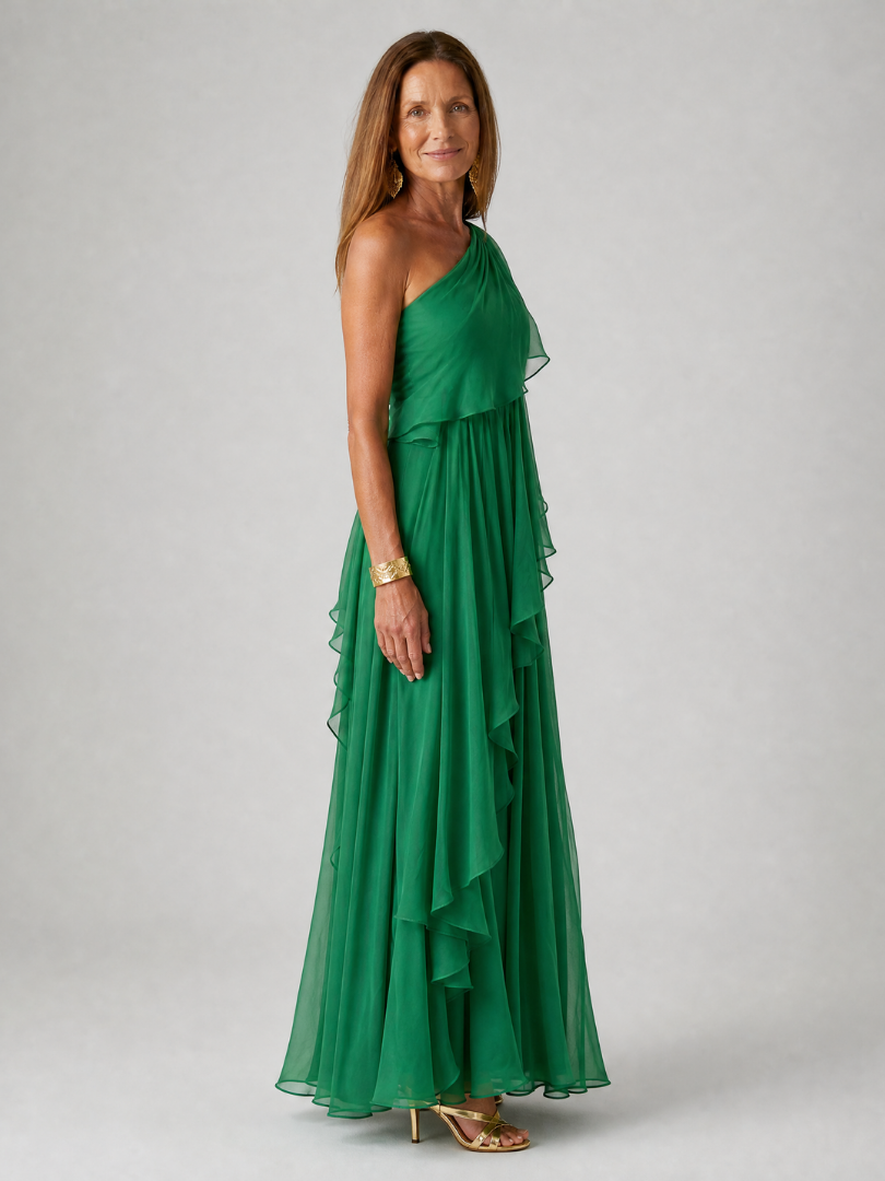 TRACEY | ONE-SHOULDER RUFFLE MAXI DRESS