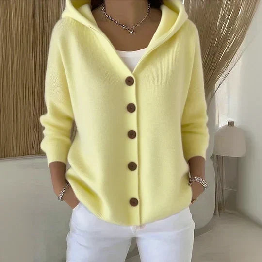 DARIENNE | HOODED BUTTON-UP KNIT CARDIGAN