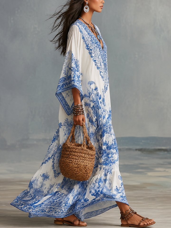 IRIS | PORCELAIN PRINT MIDI DRESS