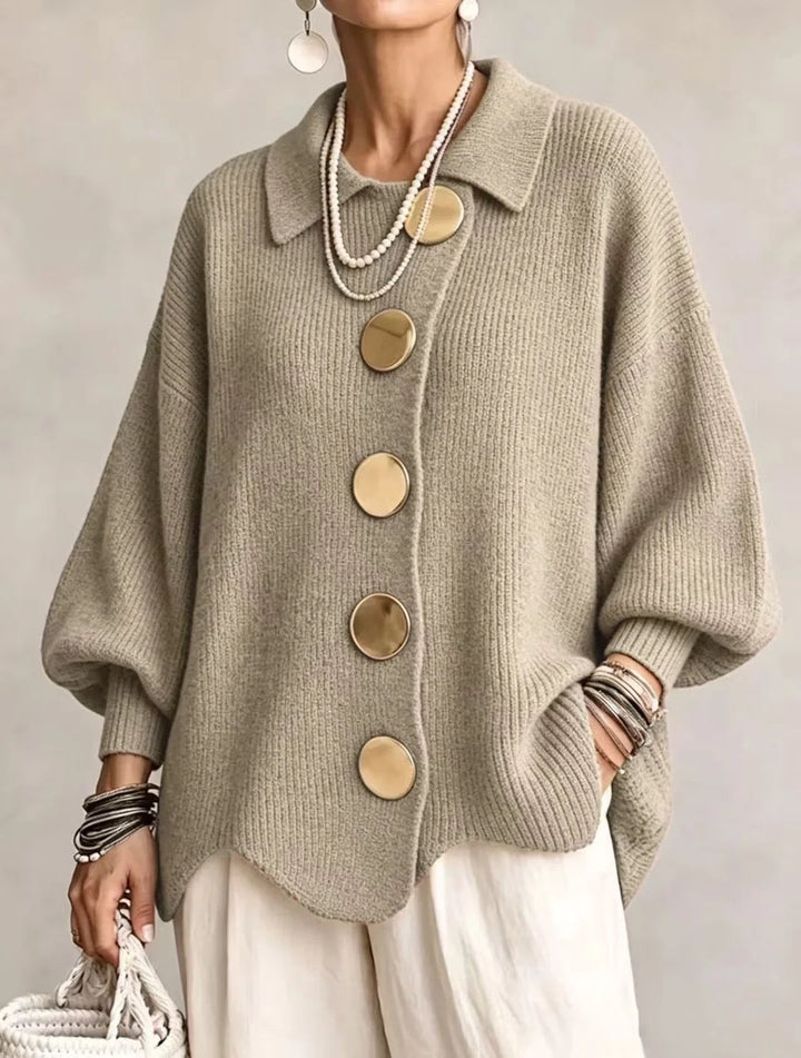 ISADORA | OVERSIZED COLLARED CHUNKY KNIT CARDIGAN