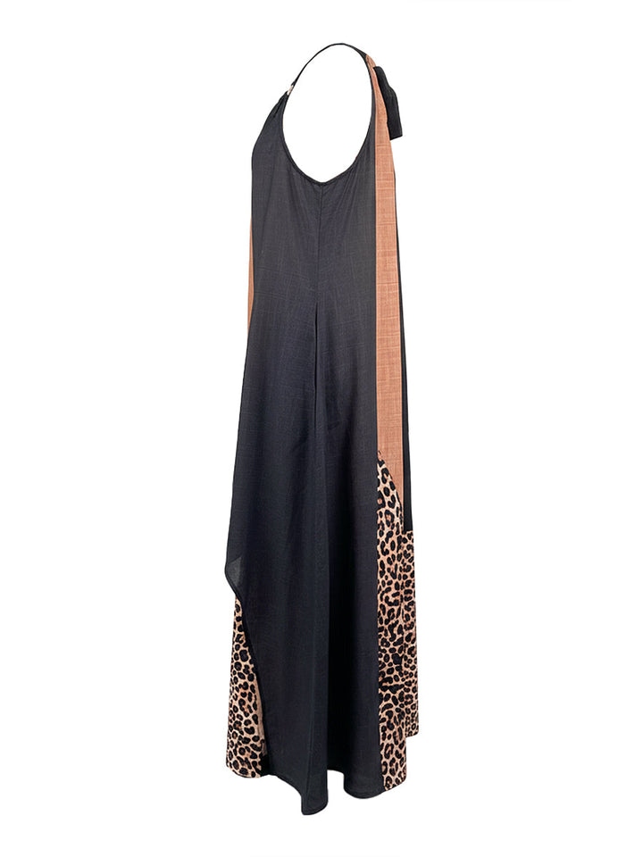 MYRNA | LEOPARD HALTER MAXI DRESS