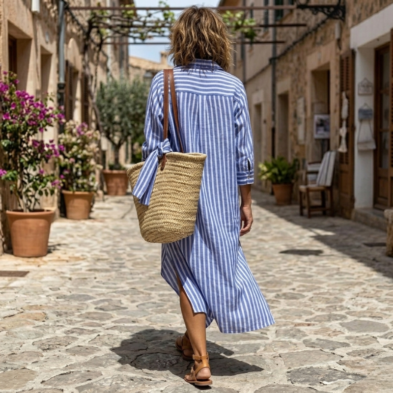 WILLOW | STRIPED SHIRT MIDI DRESS