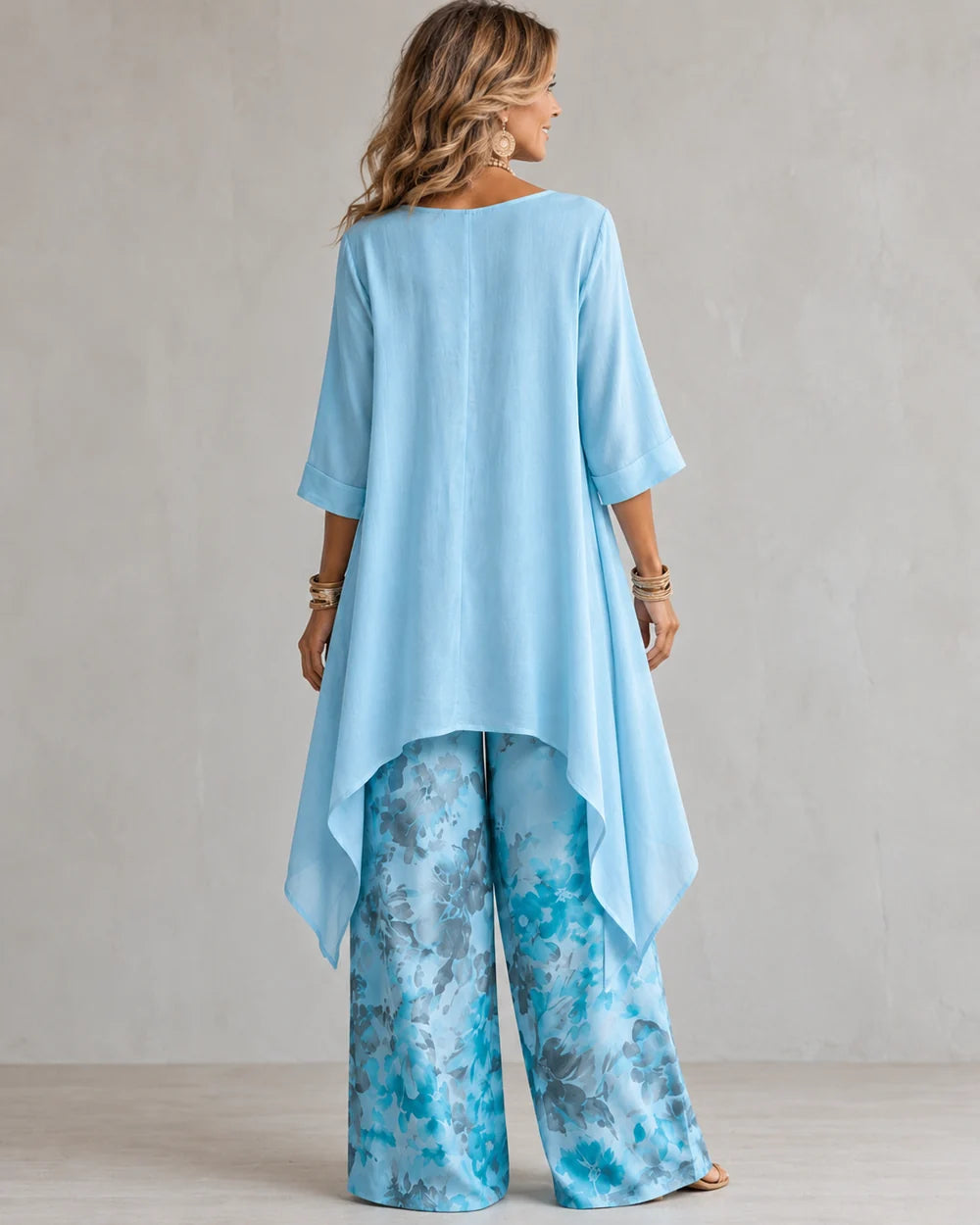 KORA | ASYMMETRICAL TUNIC &amp; WIDE-LEG PANTS SET