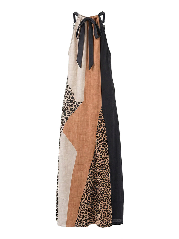 MYRNA | LEOPARD HALTER MAXI DRESS