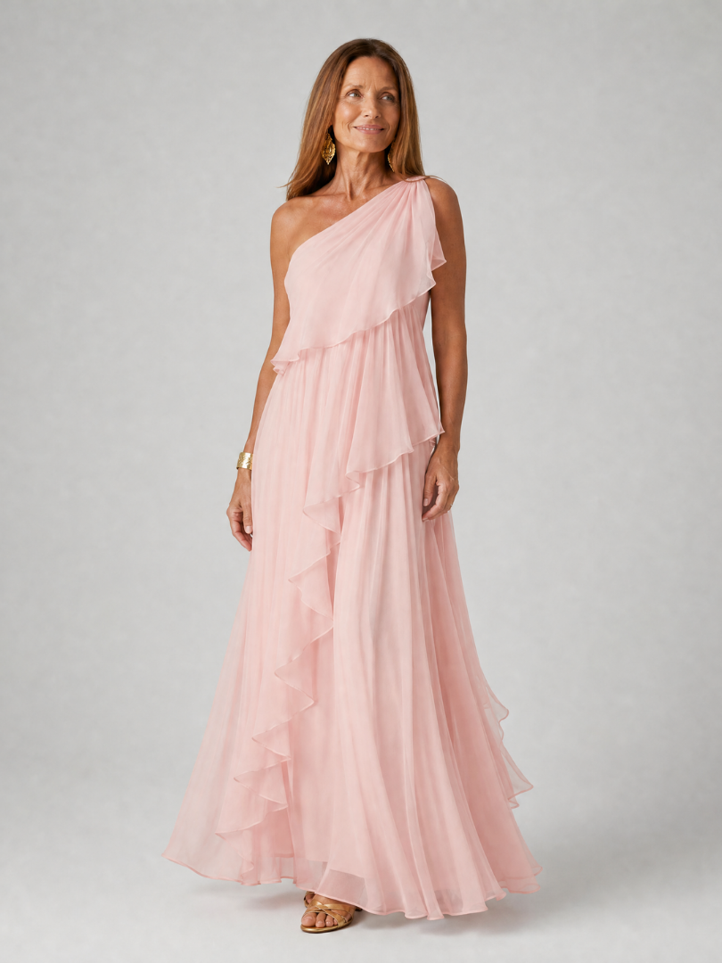 TRACEY | ONE-SHOULDER RUFFLE MAXI DRESS