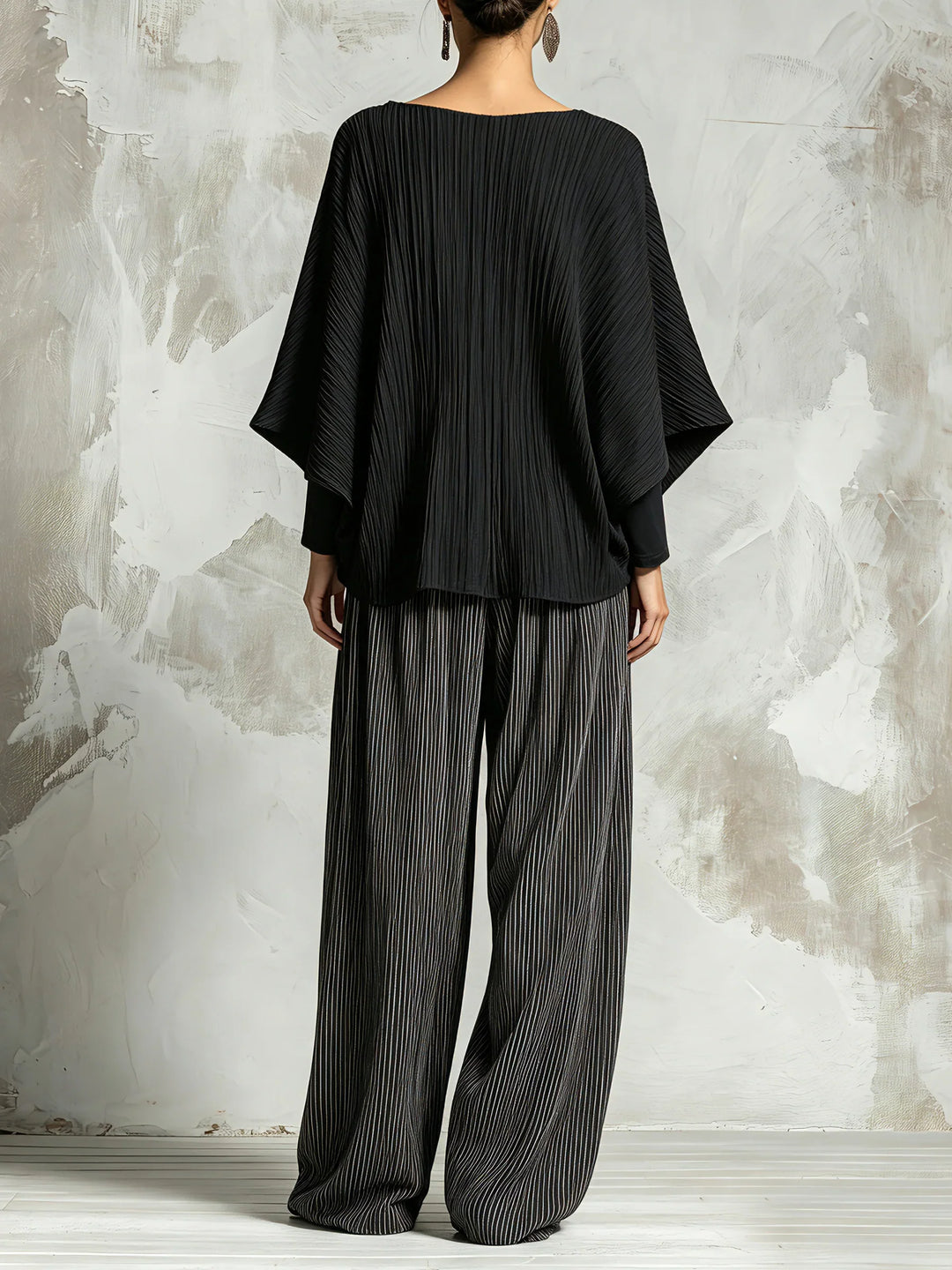 LUCIA | PLEATED BATWING TOP &amp; WIDE-LEG PANTS SET