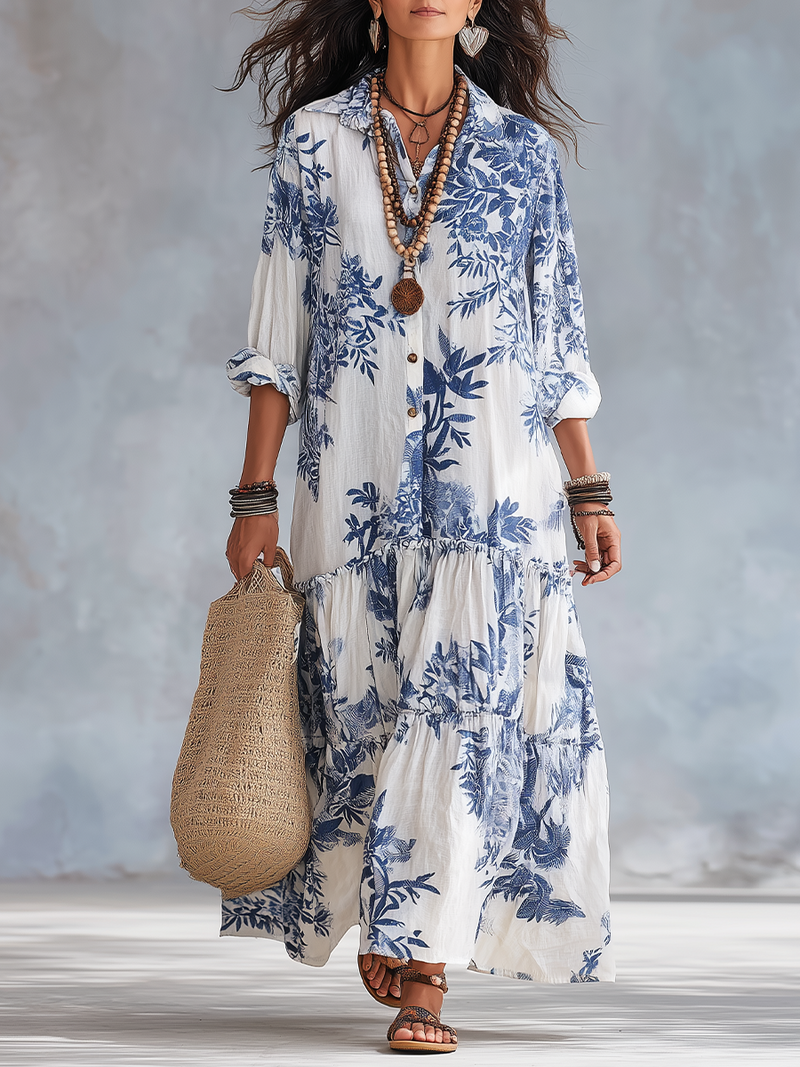 FAYE | FLORAL BUTTON-FRONT MAXI DRESS