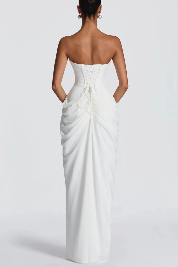 CYRA | STRAPLESS CHIFFON MAXI DRESS
