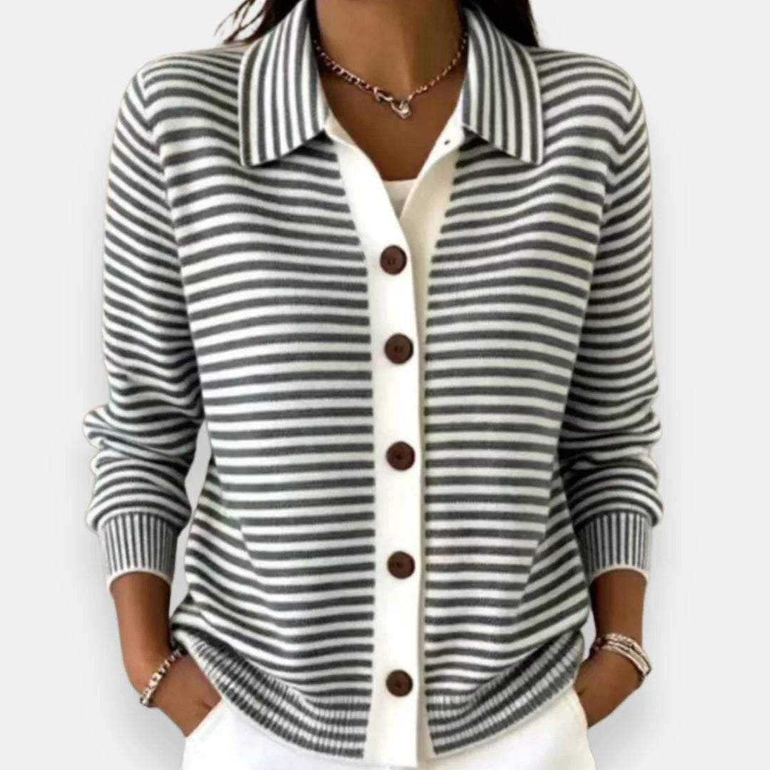 NOLA | CLASSIC STRIPED BUTTON CARDIGAN