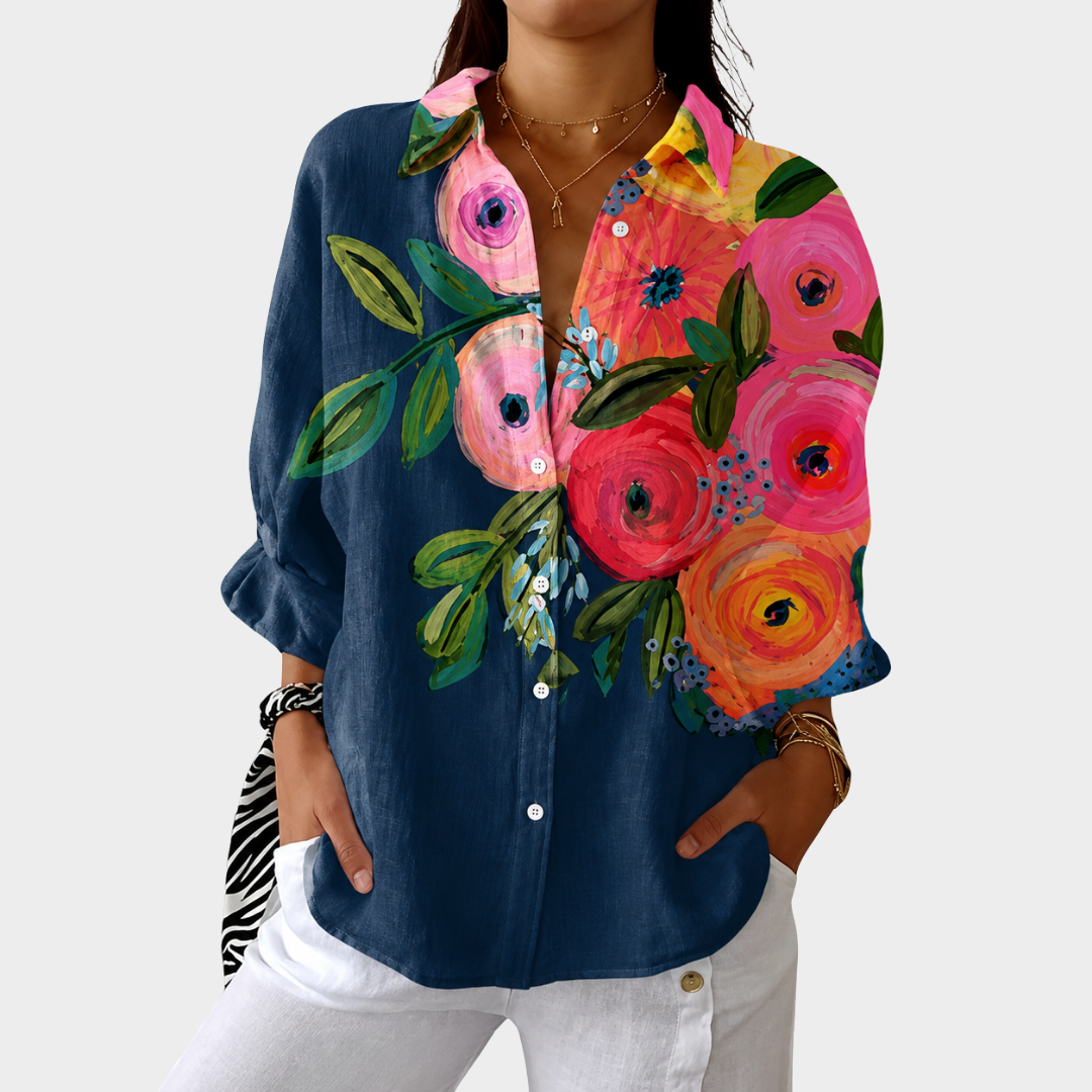 AURÉLIE | PRINTED BUTTON-FRONT BLOUSE