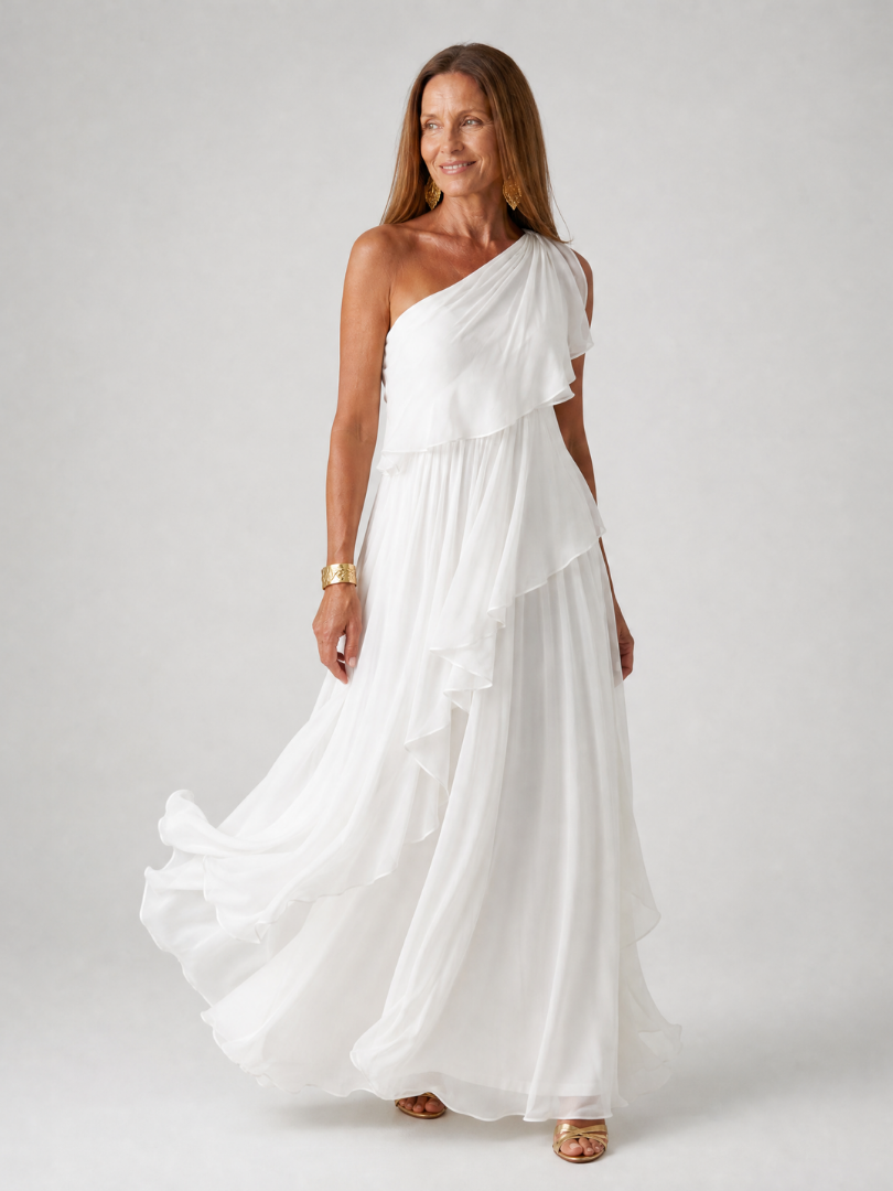 TRACEY | ONE-SHOULDER RUFFLE MAXI DRESS