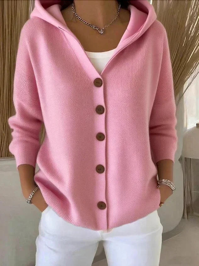 DARIENNE | HOODED BUTTON-UP KNIT CARDIGAN