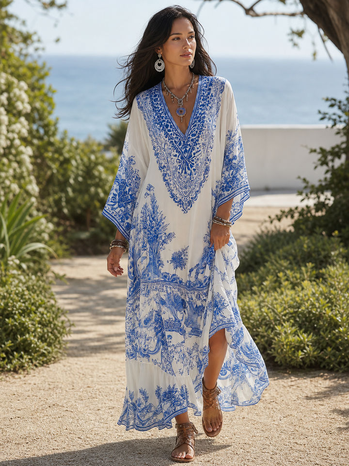 IRIS | PORCELAIN PRINT MIDI DRESS