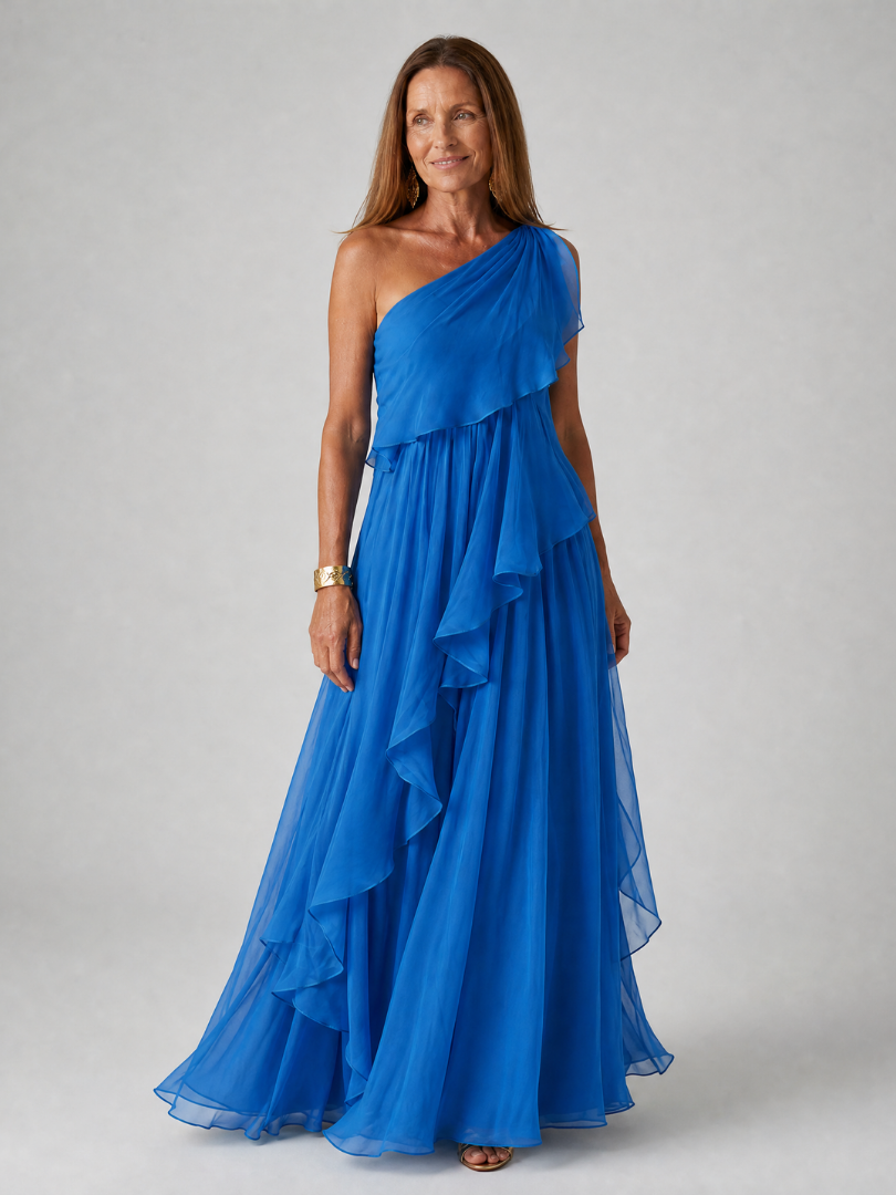 TRACEY | ONE-SHOULDER RUFFLE MAXI DRESS