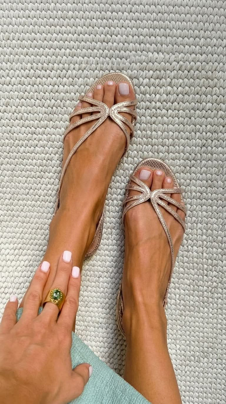 SERAFINA | GOLD STRAPPY SANDALS