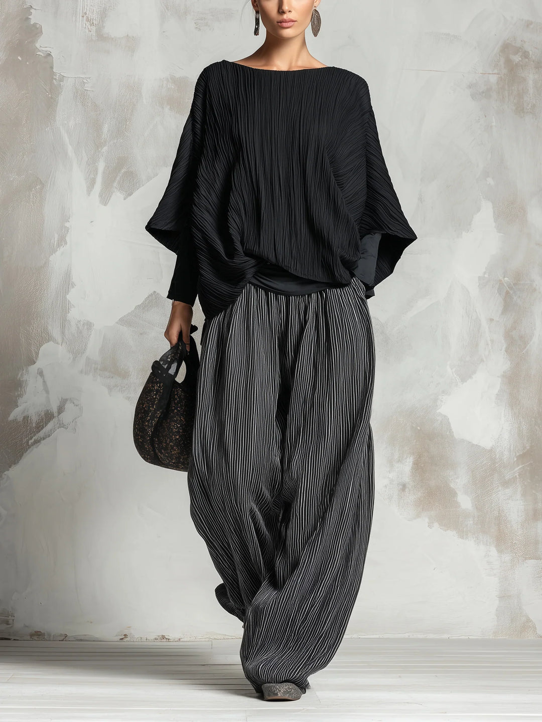LUCIA | PLEATED BATWING TOP &amp; WIDE-LEG PANTS SET