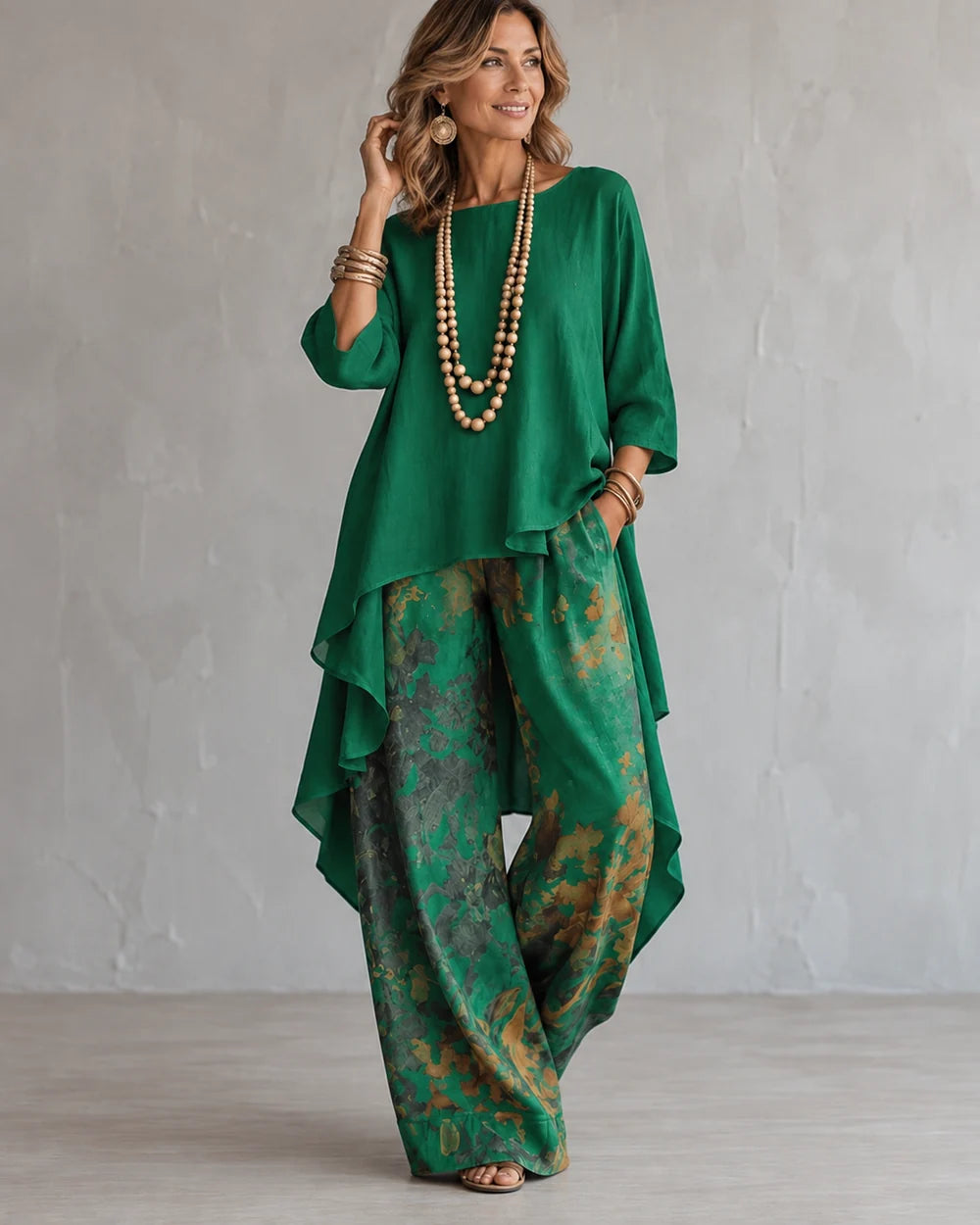 KORA | ASYMMETRICAL TUNIC &amp; WIDE-LEG PANTS SET