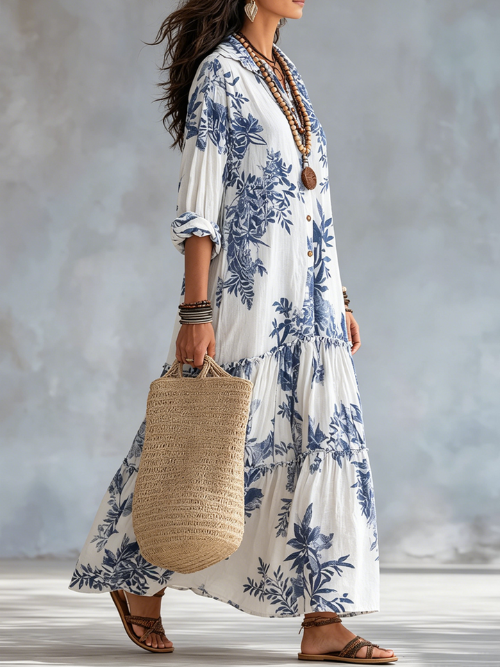 FAYE | FLORAL BUTTON-FRONT MAXI DRESS