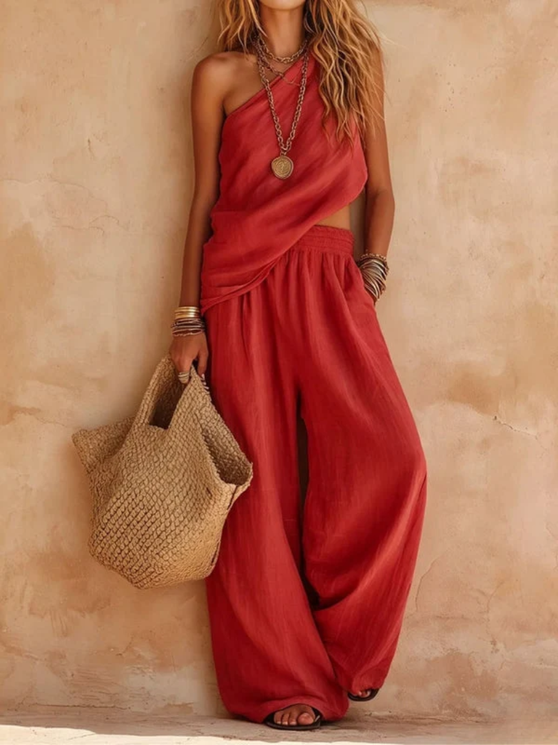 ALINA | ONE-SHOULDER TWO-PIECE SET