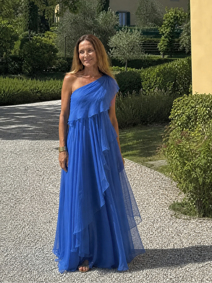 TRACEY | ONE-SHOULDER RUFFLE MAXI DRESS