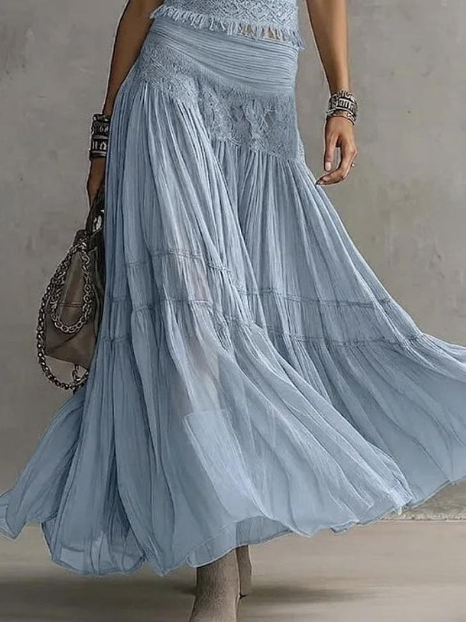 LIANA | LACE-PANELED PLEATED MAXI SET