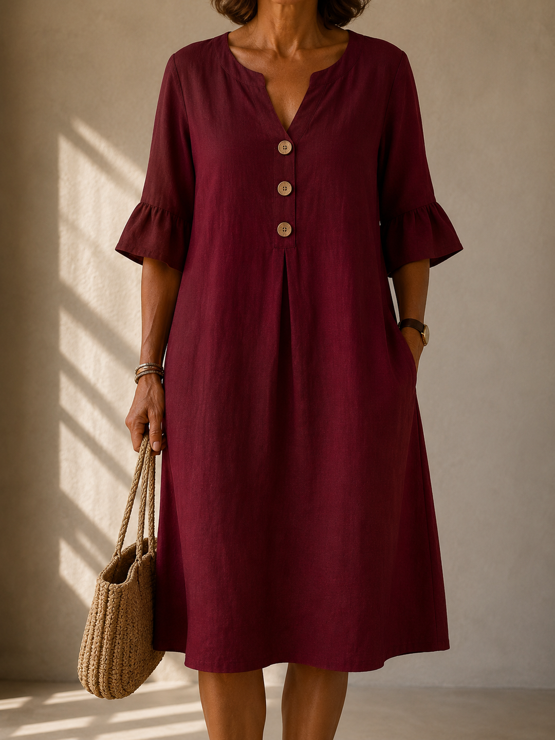 CLARA | BUTTON-FRONT MIDI DRESS