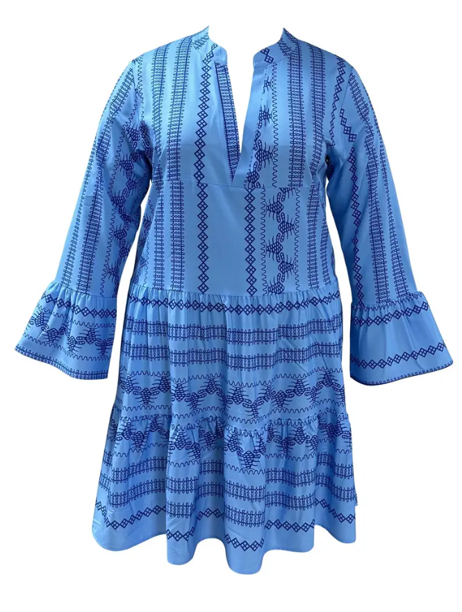 ADELINE | PRINTED FLARE SLEEVE MIDI DRESS