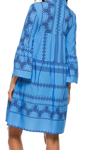 ADELINE | PRINTED FLARE SLEEVE MIDI DRESS