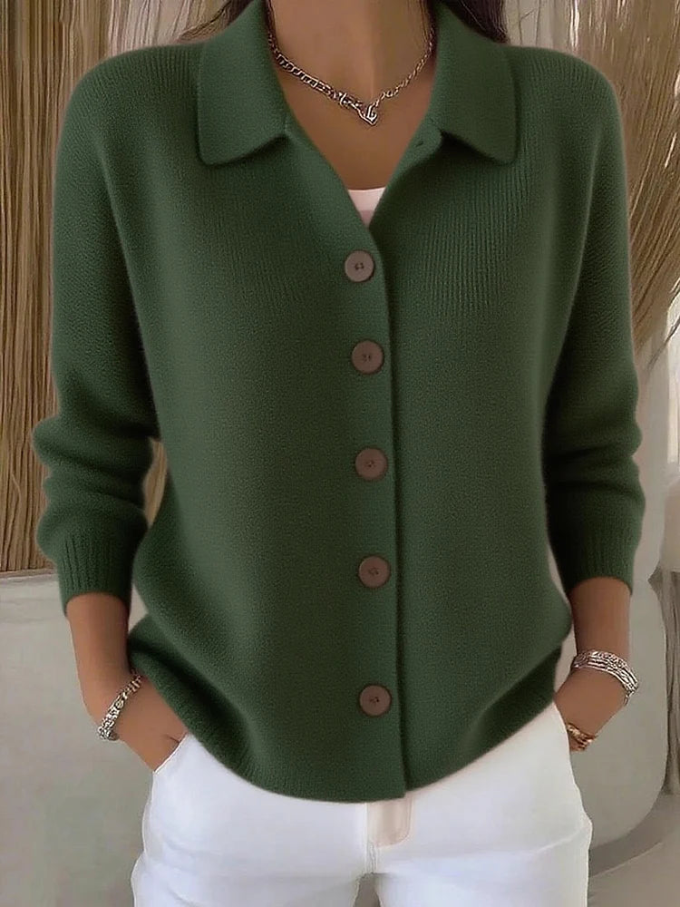SIENNA | ELEGANT BUTTON-COLLAR CARDIGAN
